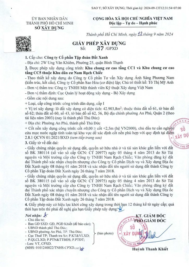 Giấy phép xây dựng The Prive Thủ Đức